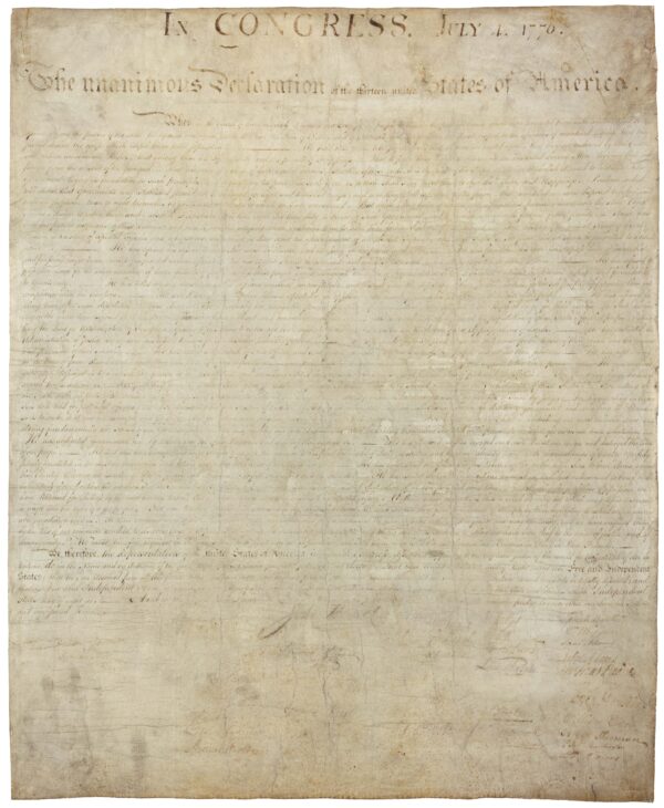 The Declaration of Independence was written on parchment, likely made from sheepskin. (Library of Congress/Public Domain)