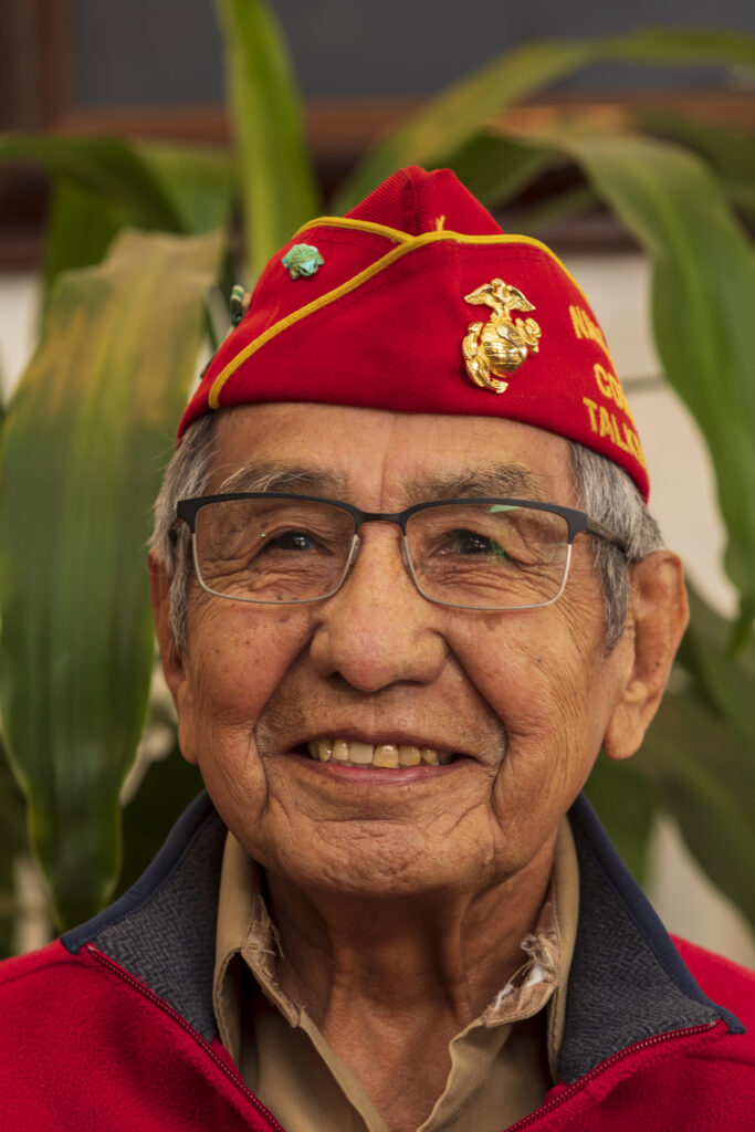 MacDonald Sr. with his veteran insignia. (Tom Brownold for American Essence)