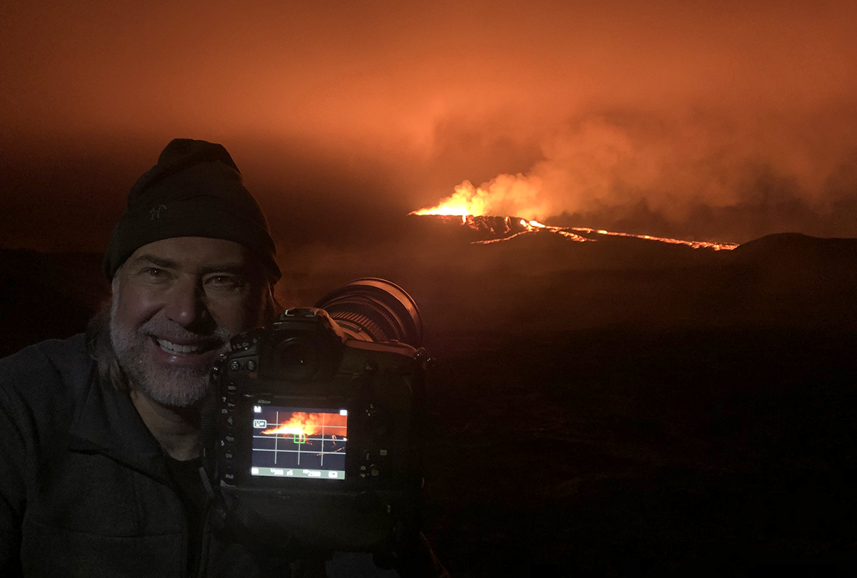 Tyler photographing the Fagradalsfjall Volcano in Iceland. (Courtesy of Colin Tyler Bogucki)